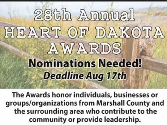TAKING NOMINATIONS FOR 28TH ANNUAL HEART OF DAKOTA AWARDS