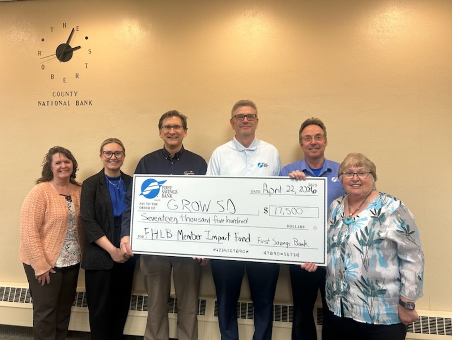 GROW SD RECEIVES GRANT FROM FIRST SAVINGS BANK