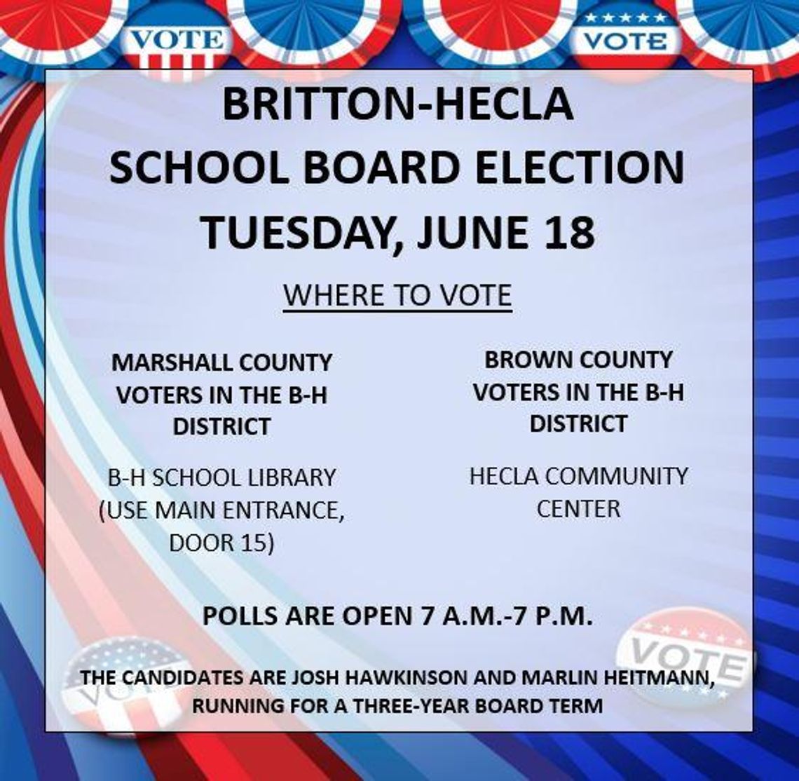 B-H BOARD ELECTION TUESDAY